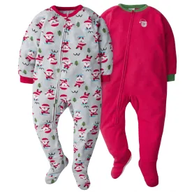 2-Pack Toddler Fleece Pajamas - Santa