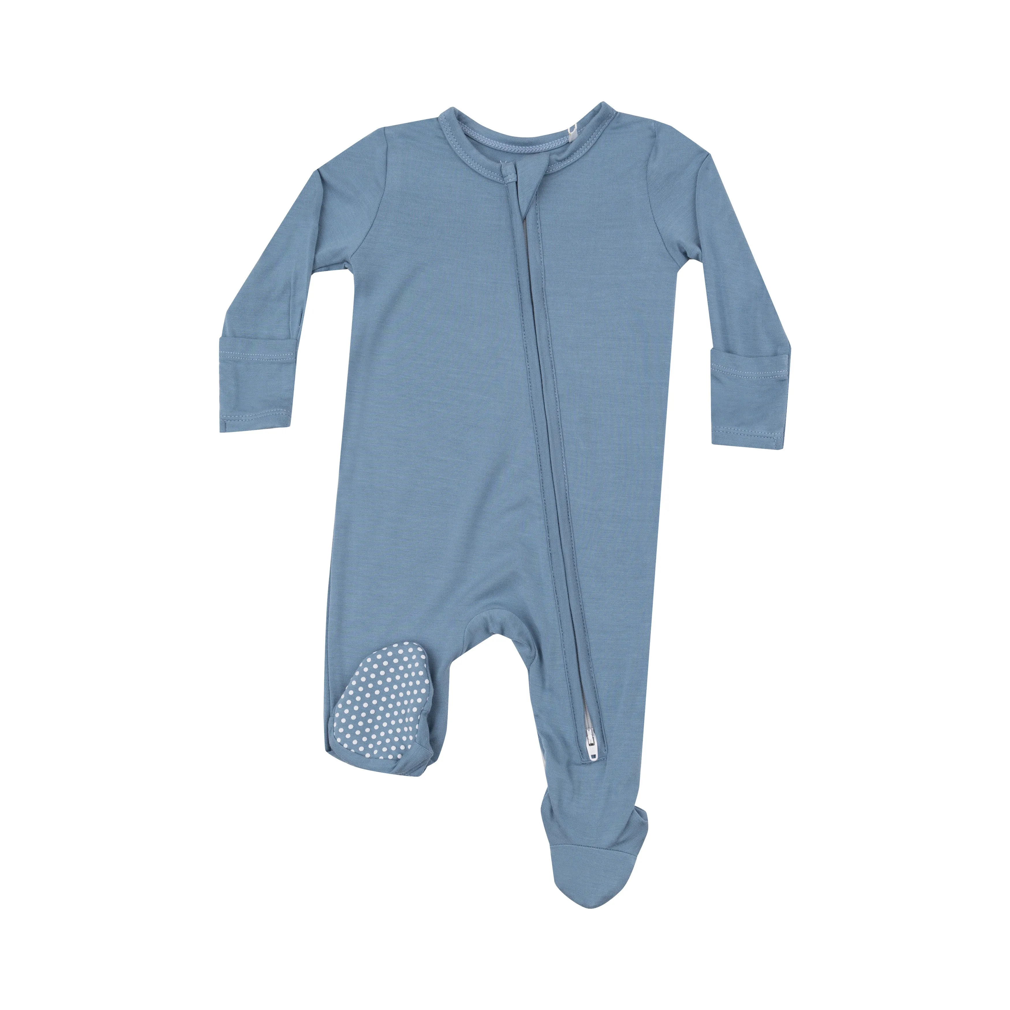 2 Way Zipper Footie - Basics - Solid Blue Shadow