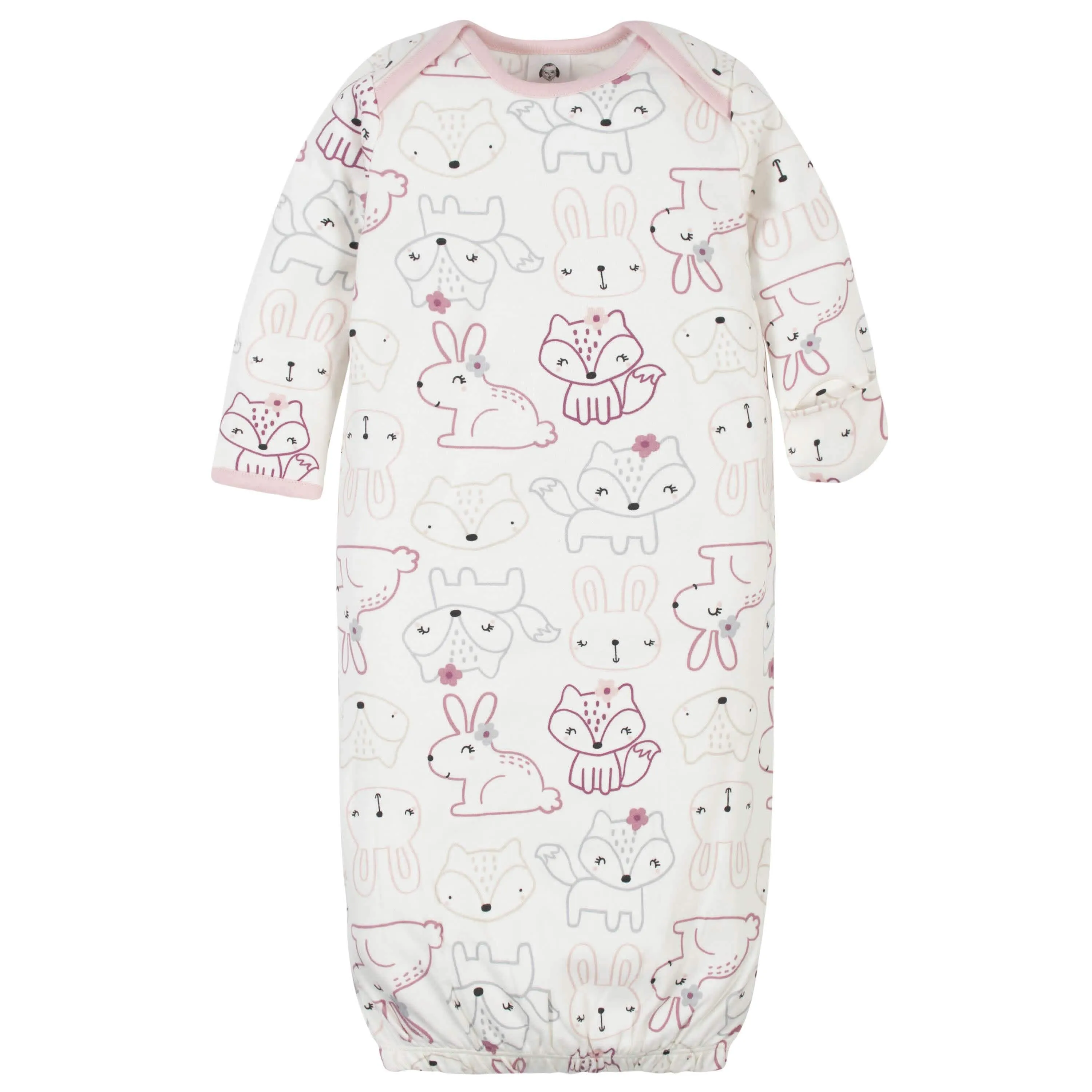 4-Piece Organic Baby Girls Fox Gowns & Caps