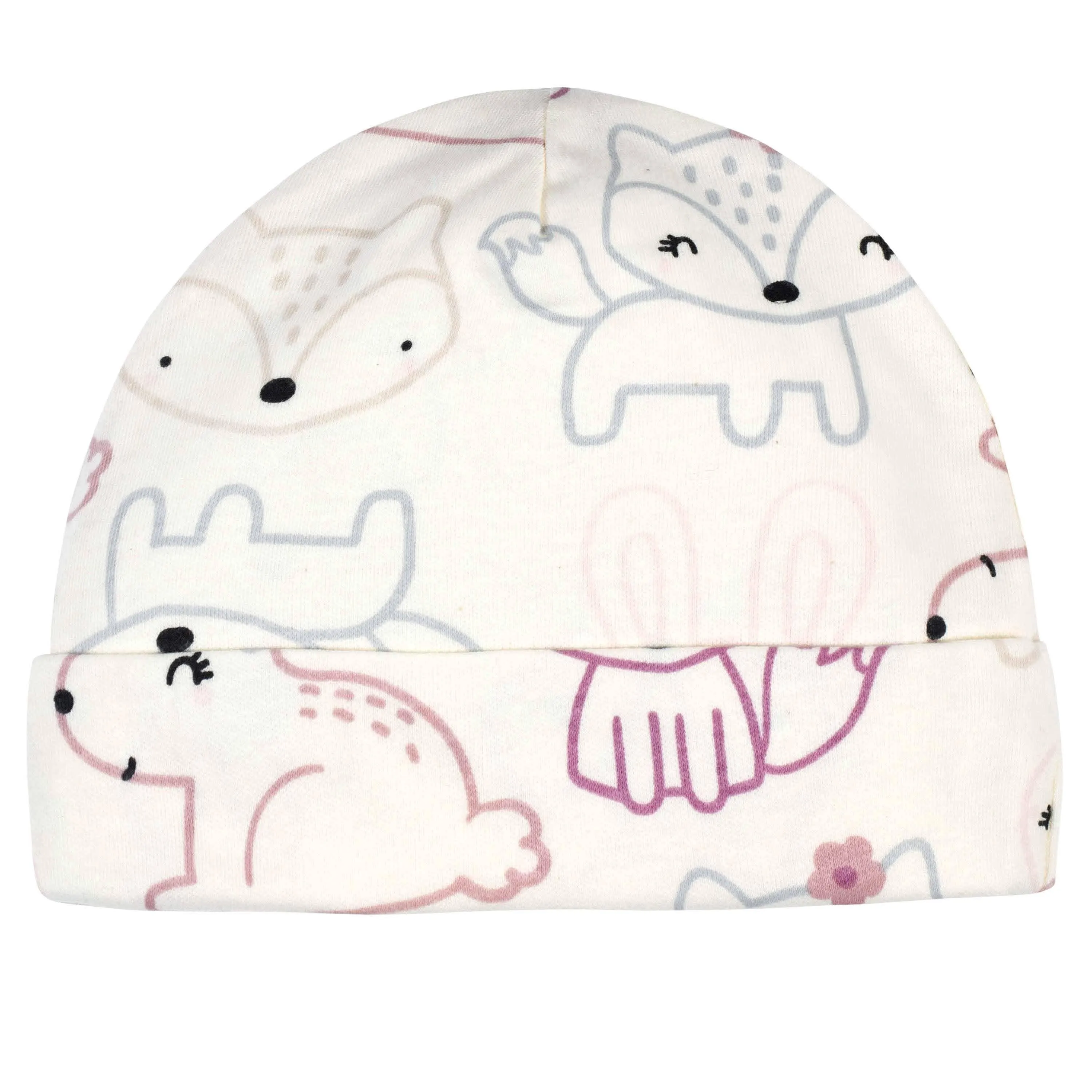 4-Piece Organic Baby Girls Fox Gowns & Caps