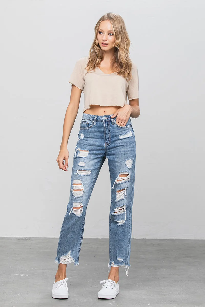 Abby Distressed Girlfriend Jeans