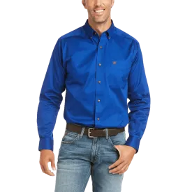 Ariat Men's Blue Solid Twill Fitted Shirt