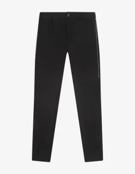 Black Contrast Stitch Chino Trousers -