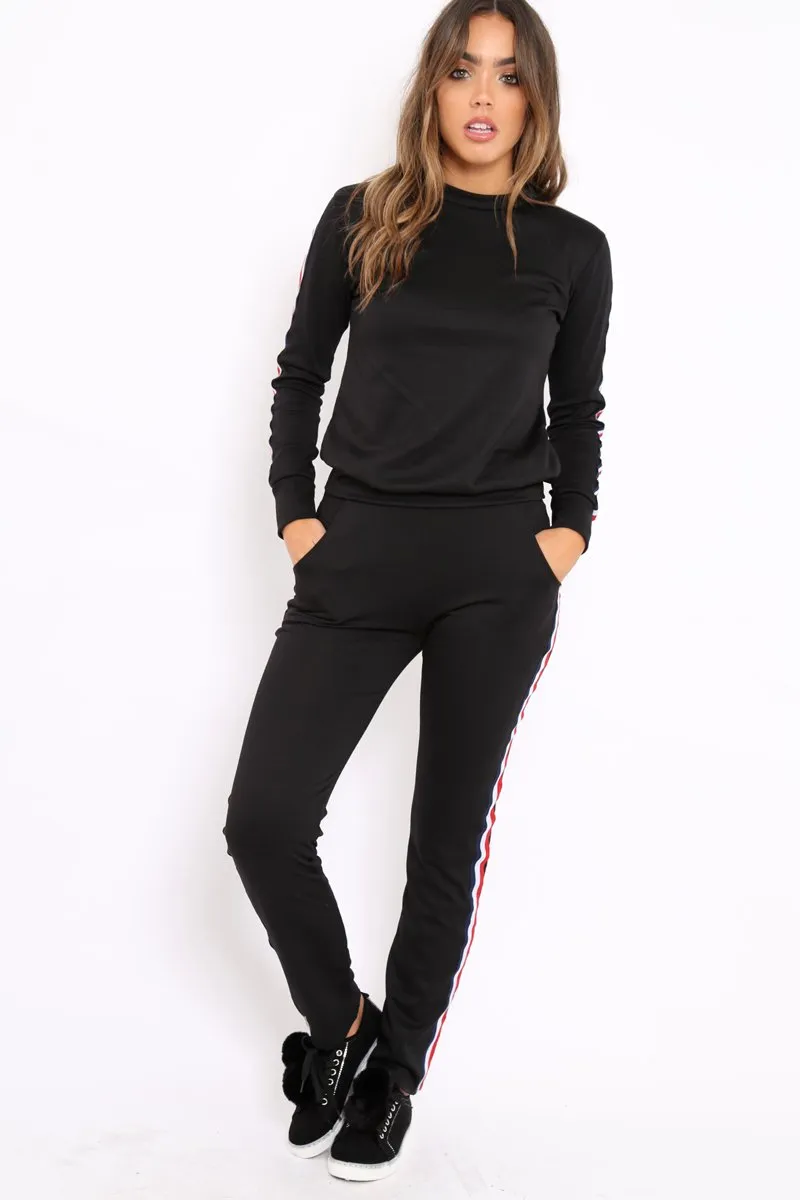 Black Tracksuit with Sports Trim - Livvy