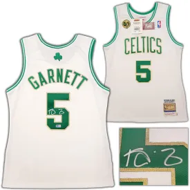 Boston Celtics Kevin Garnett Autographed White & Gold Authentic Mitchell & Ness Hardwood Classics 2008 Jersey Size M Beckett BAS QR Stock #203553