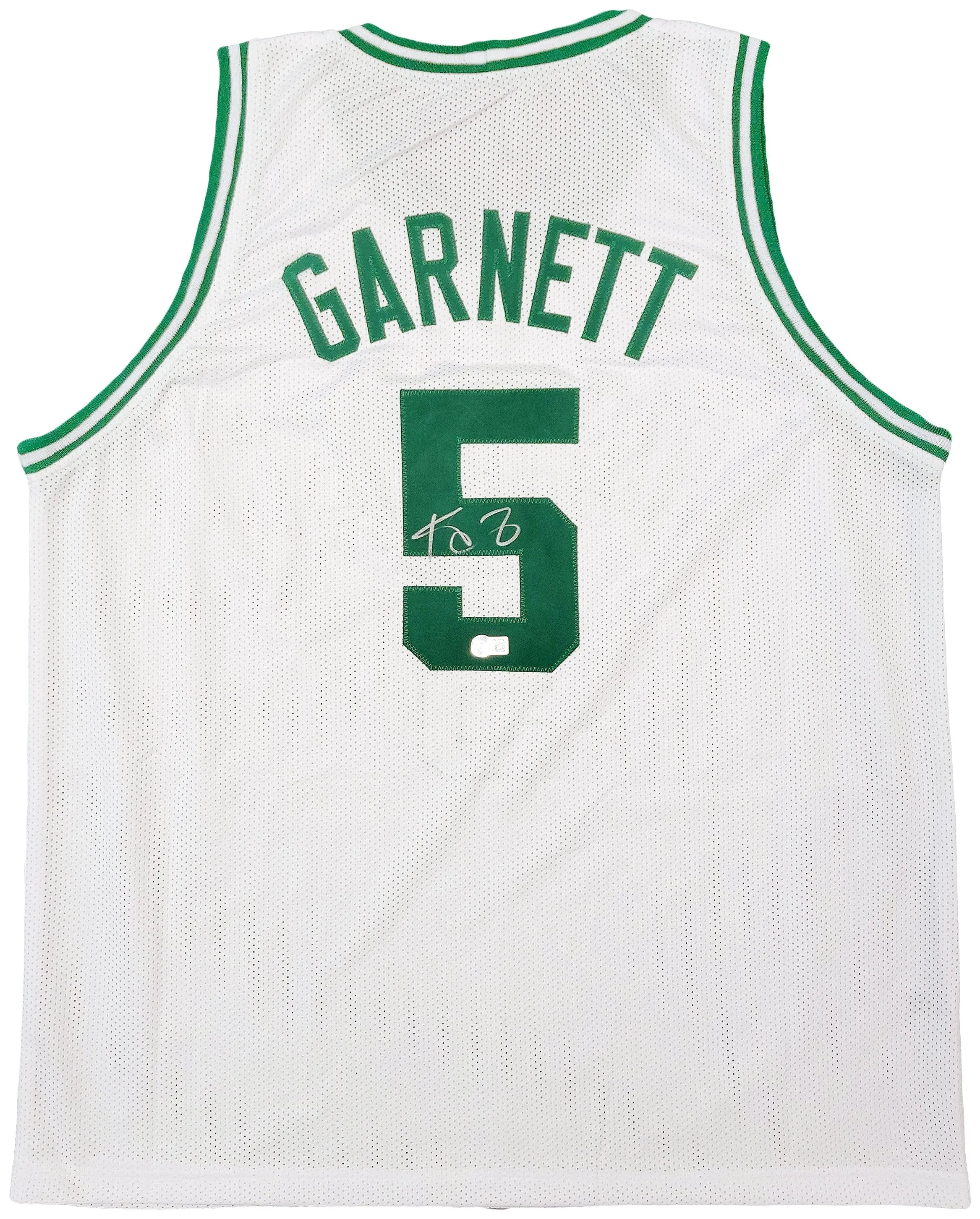 Boston Celtics Kevin Garnett Autographed White Jersey Beckett BAS QR Stock #203547