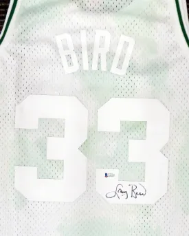 Boston Celtics Larry Bird Autographed Authentic Cloudy Skies Mitchell & Ness Jersey Beckett BAS #WA54261