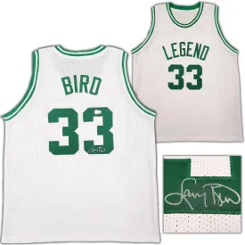 Boston Celtics Larry Bird Autographed White Jersey Beckett BAS Stock #203448