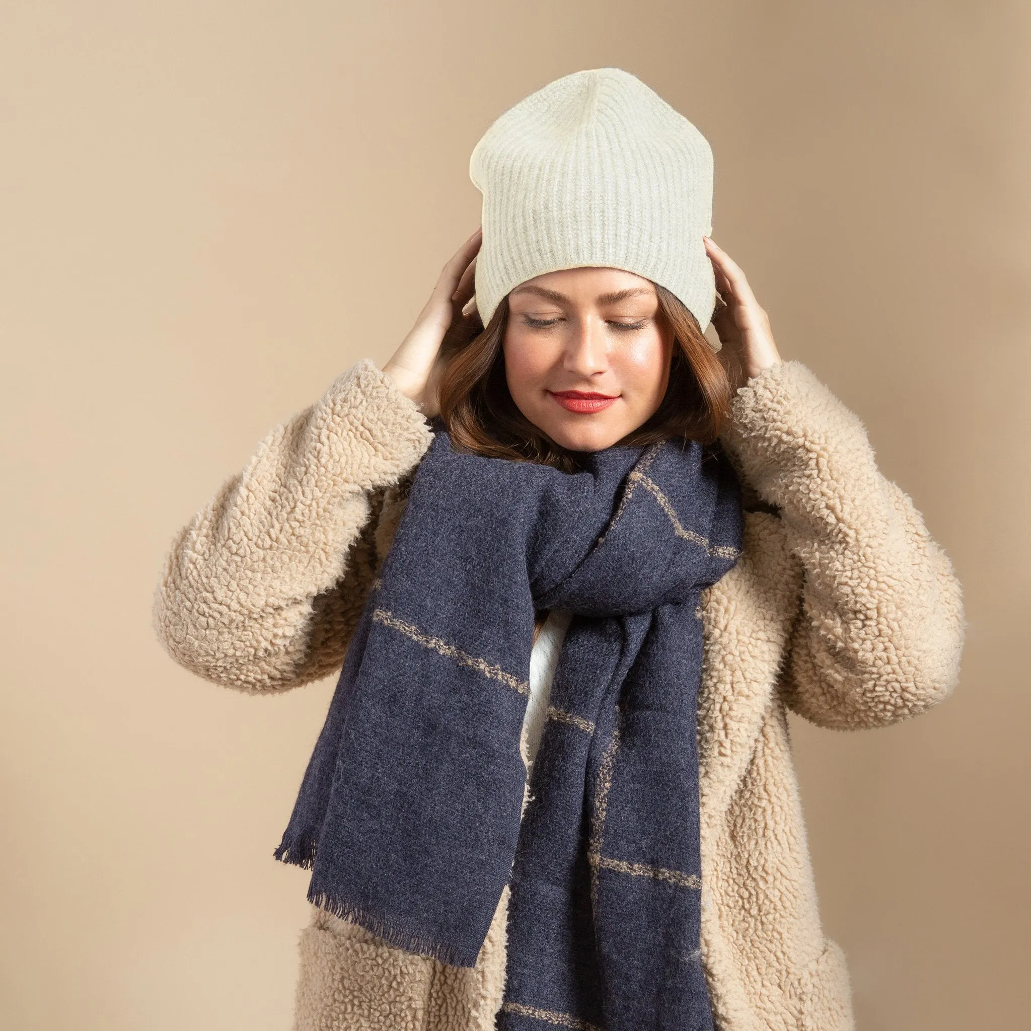 Cashmere Chunky Beanie- Ivory