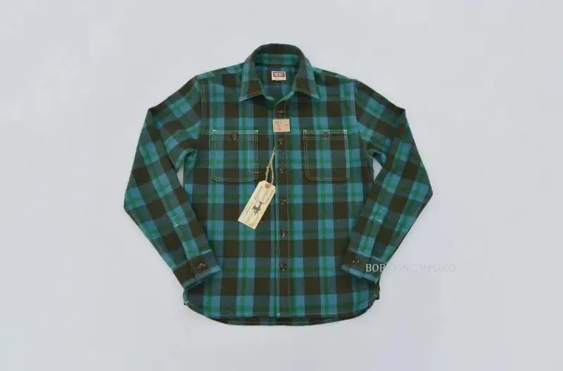 Casual Wool Plaid Shirts with Button Front and Long Sleeves