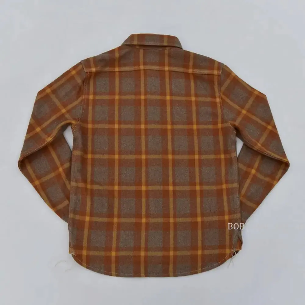 Casual Wool Plaid Shirts with Button Front and Long Sleeves