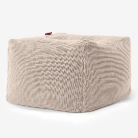 Chunky Knit Footstool Pouffe - Ellos Knitted Cream