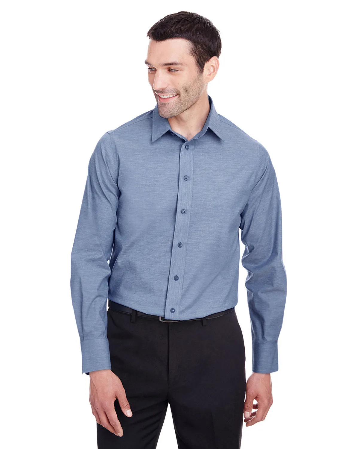 Devon & Jones Men's Crown Collection™ Stretch Pinpoint Chambray Shirt