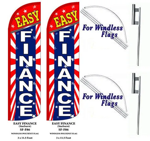 Easy Finance (Red, White & Blue) Windless Swooper Feather Flags