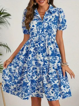 Floral Ruffle Button Down Midi Dress