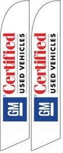 Gm Certified Used Vehicles Two (2) Swooper Feather Flag Complete Sets With Pole And Ground Spike