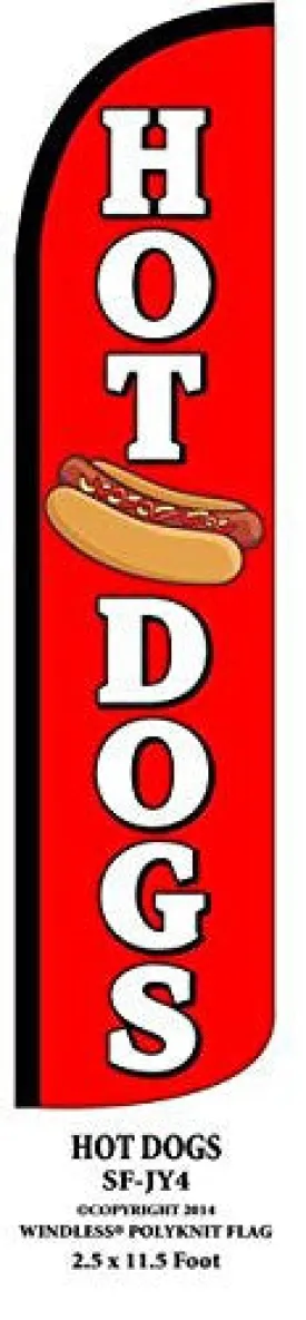 Hot Dogs Red Windless Swooper Feather Banner Flag Sign