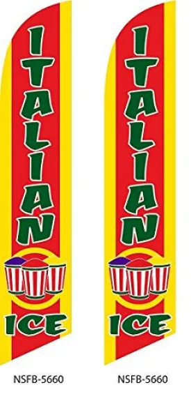 Italian Ice Two (2) Swooper Feather Flag Kits With Pole And Ground Spike