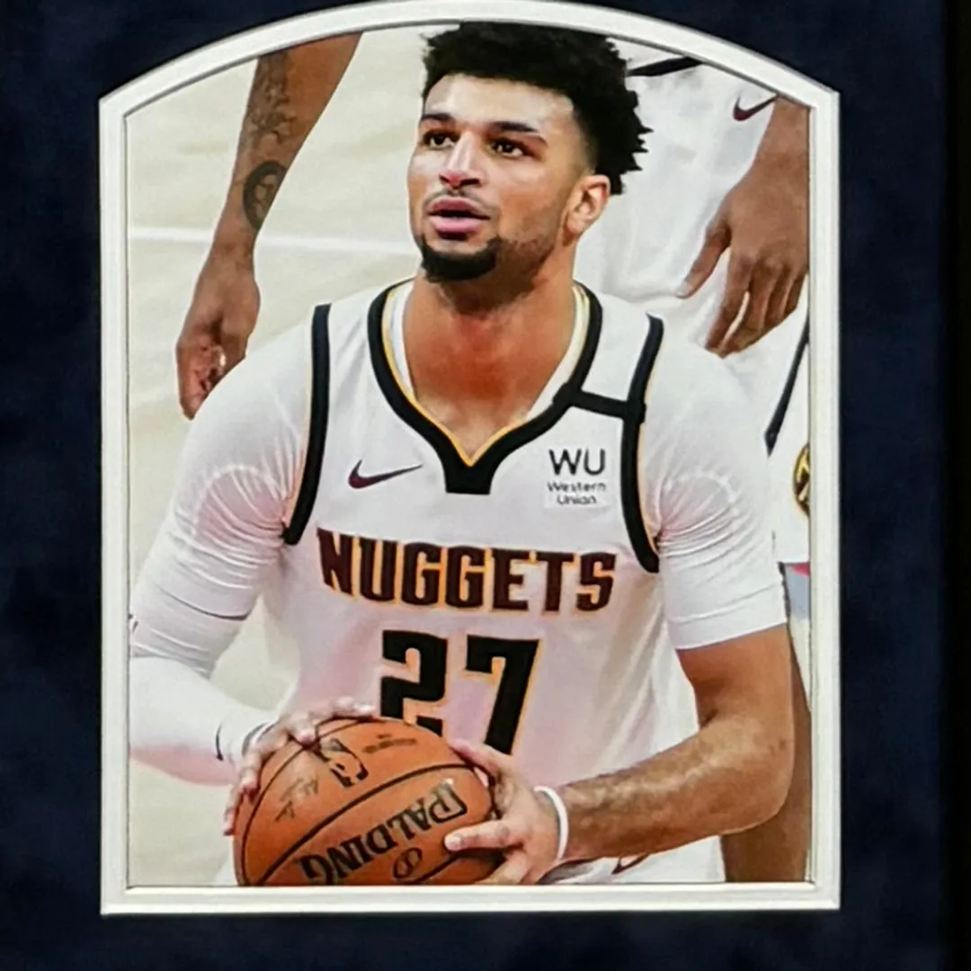 Jamal Murray Signed Denver Nuggets Custom Suede Matte Framed Basketball Jersey