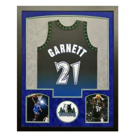 Kevin Garnett Signed Minnesota Timberwolves Custom Suede Matte Framed Basketball Jersey