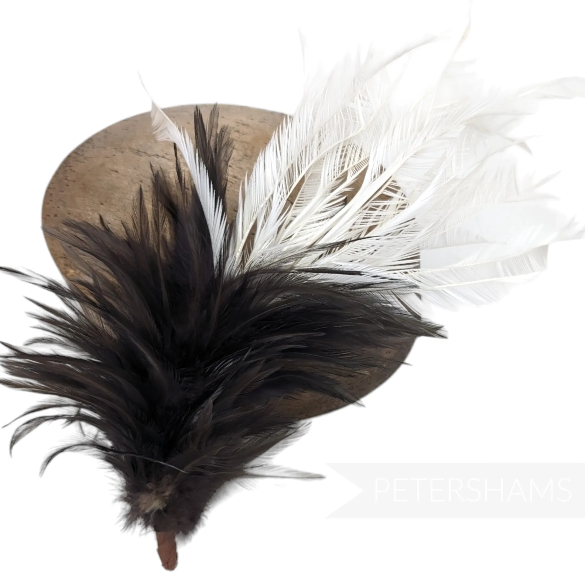 Large Zippered Goose Biot and Hackle Feather Hat Mount