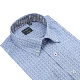 Light Blue Printed Button Down Shirt Unmatched Elegance