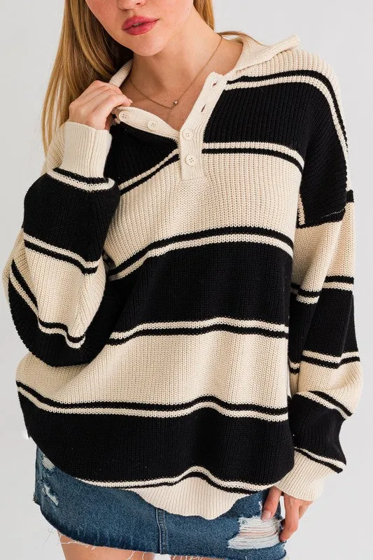 Mandi Collared Oversized Sweater Top