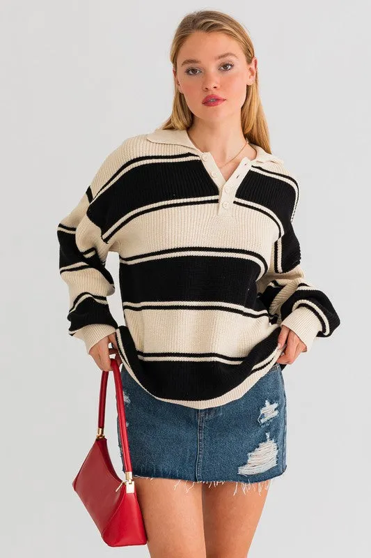 Mandi Collared Oversized Sweater Top