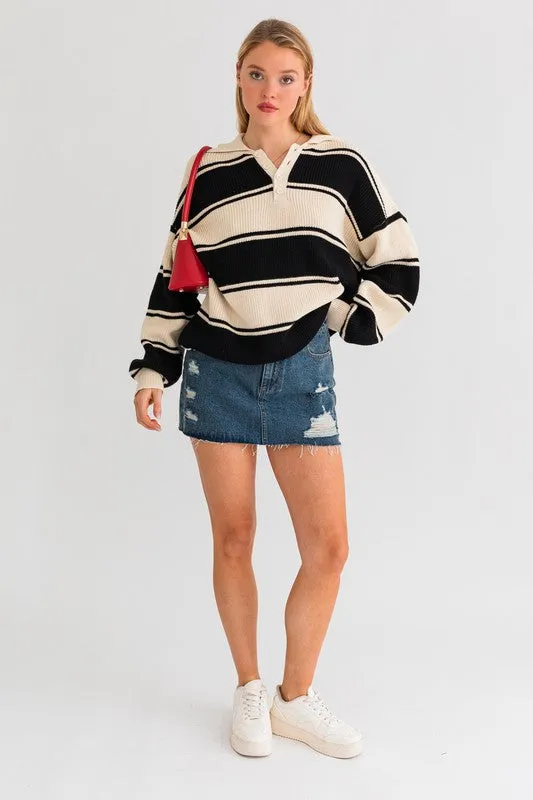 Mandi Collared Oversized Sweater Top