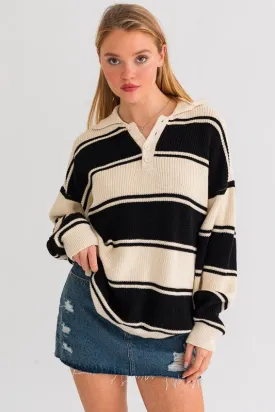 Mandi Collared Oversized Sweater Top