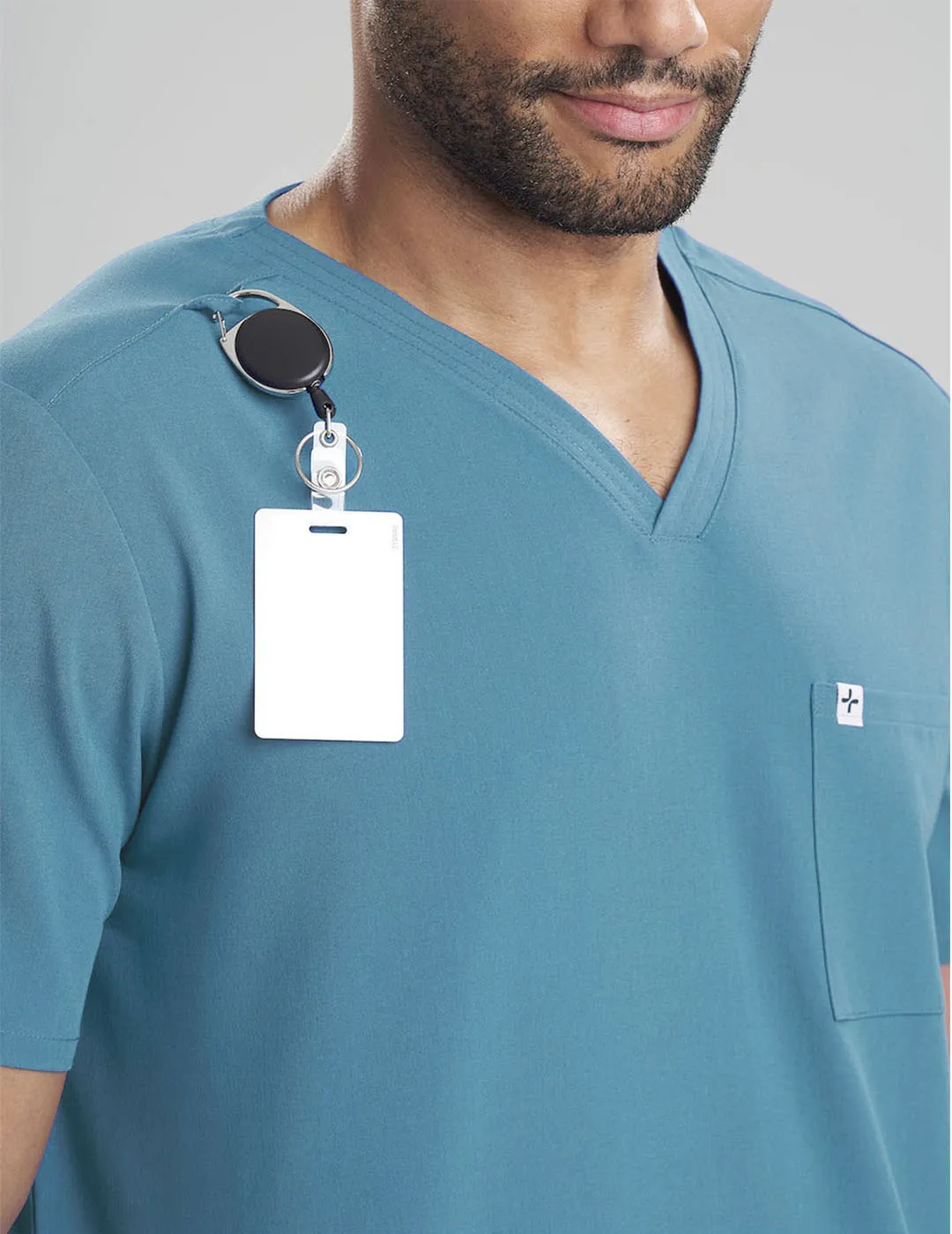 Mens 3-Pocket V-Neck Scrub Top