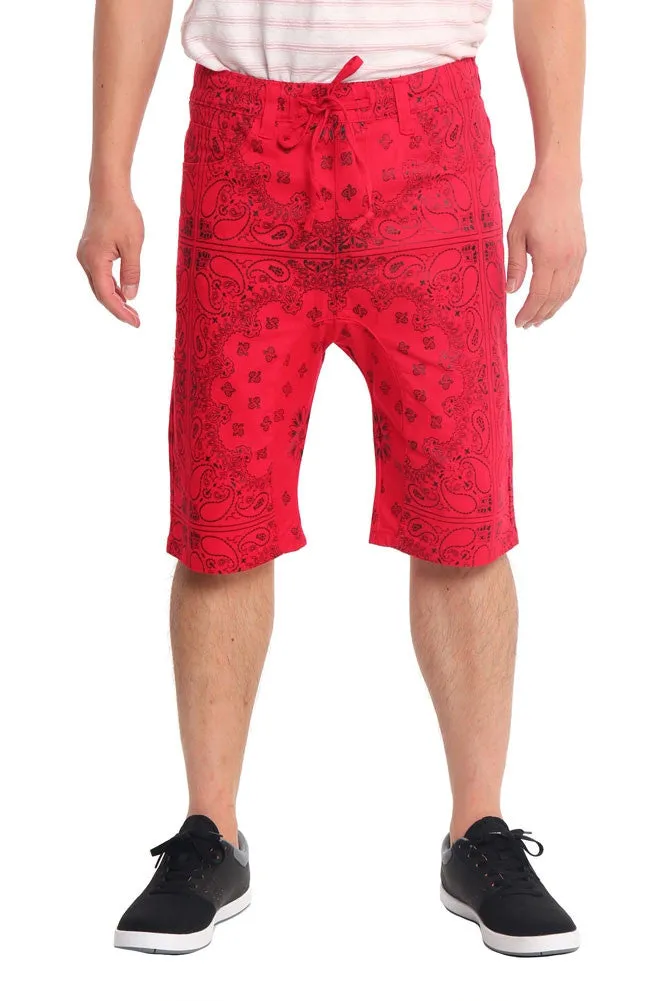 Men's Grid Bandana Twill Dropcrotch Shorts