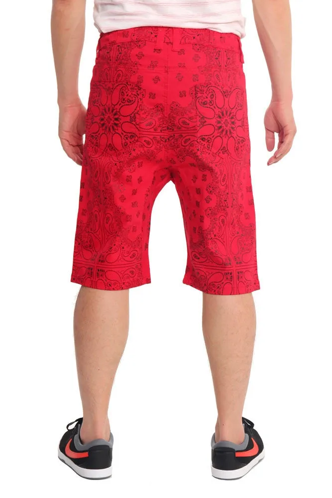 Men's Grid Bandana Twill Dropcrotch Shorts