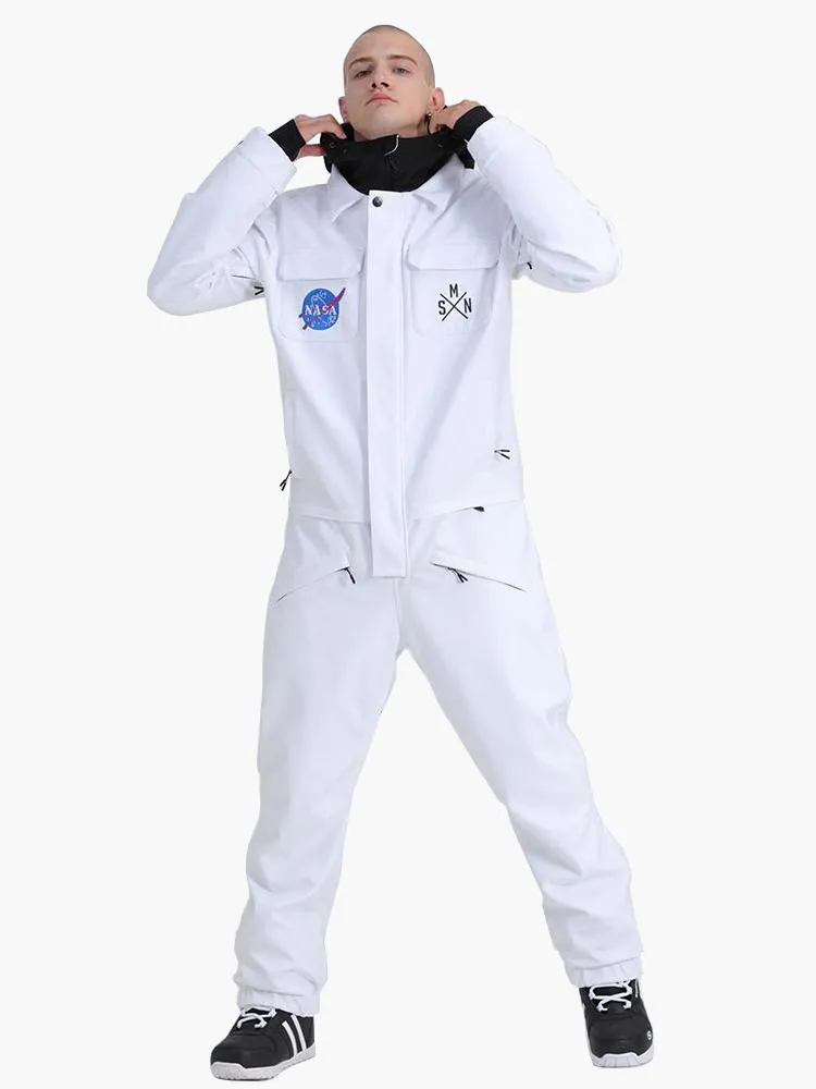 Men's One Picece Snowboard Ski Suits Slope Star White