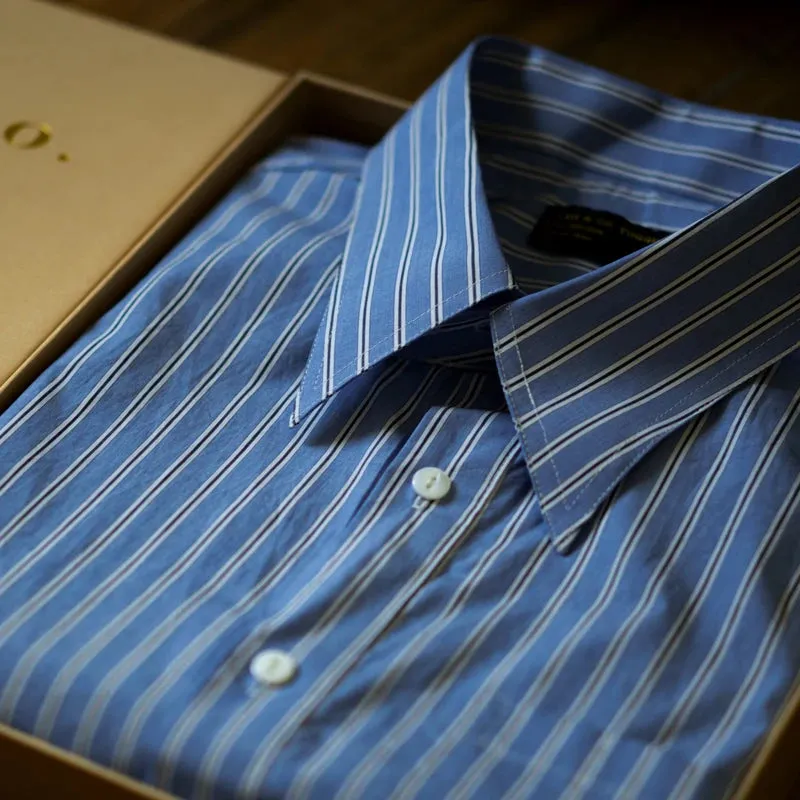 Men's Striped Shirt with Pointed Collar - Business Style