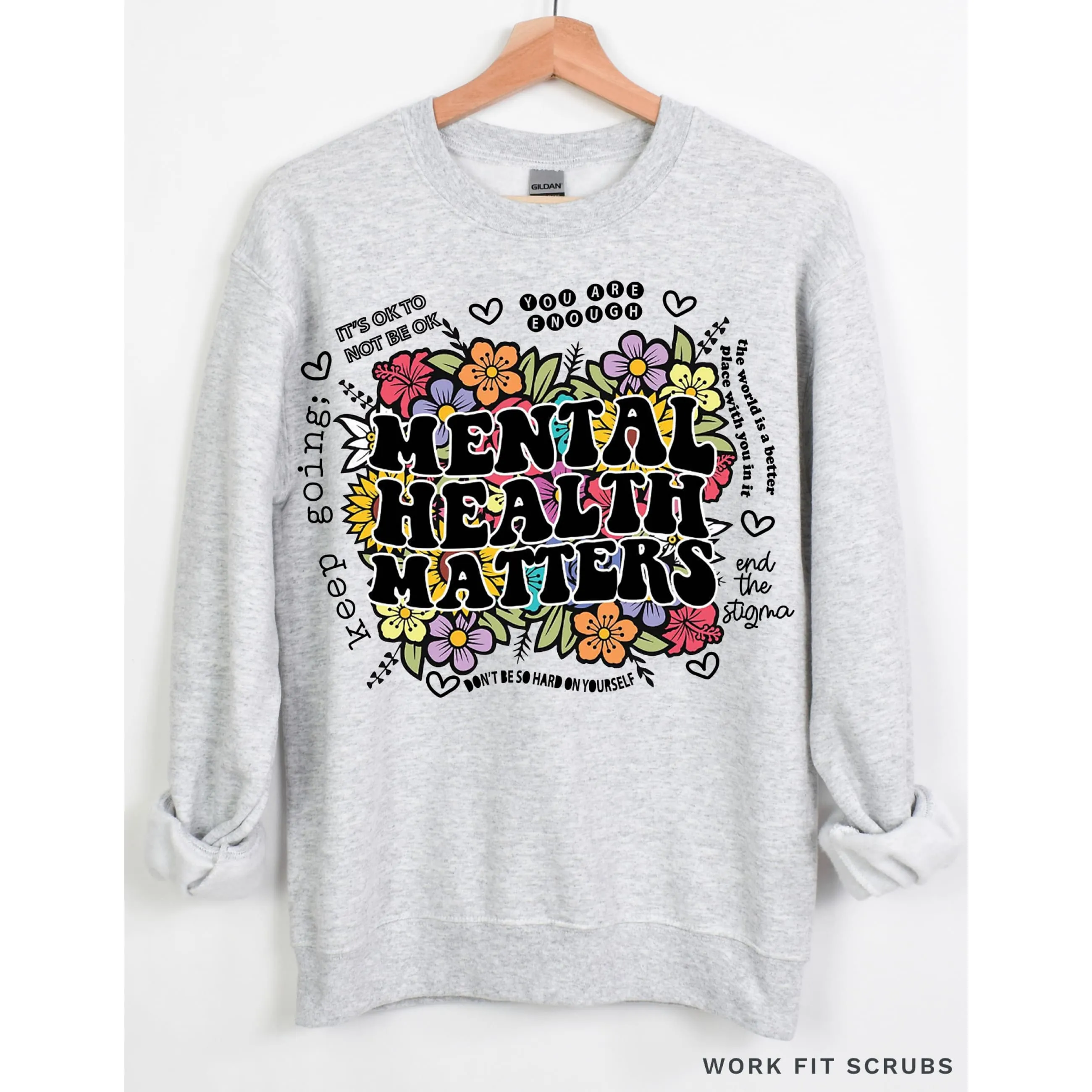 Mental Health Matters- Floral Crewneck