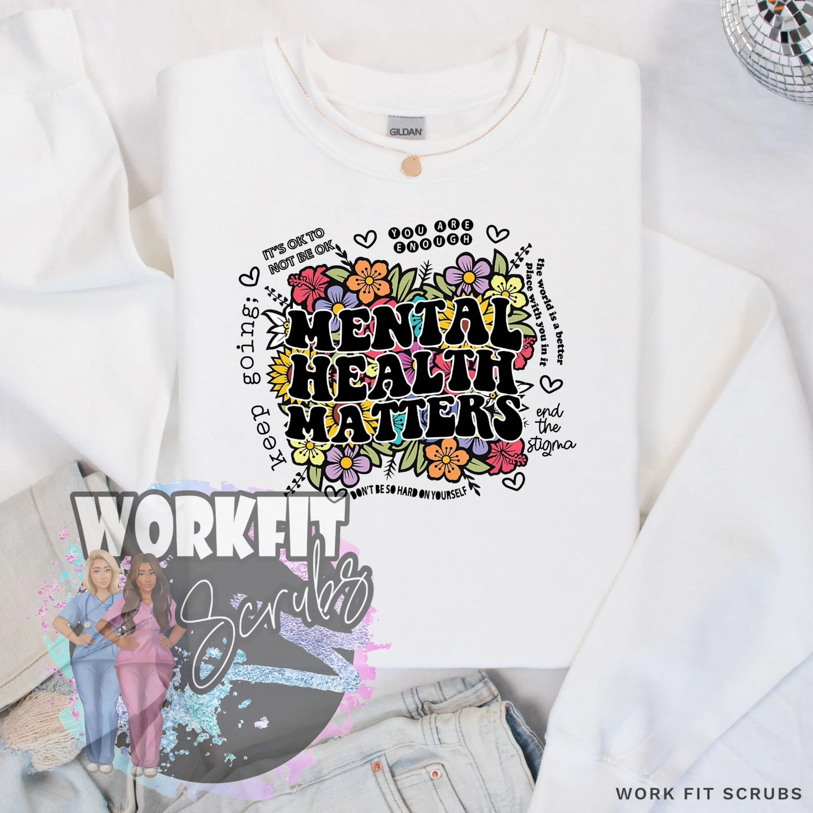 Mental Health Matters- Floral Crewneck