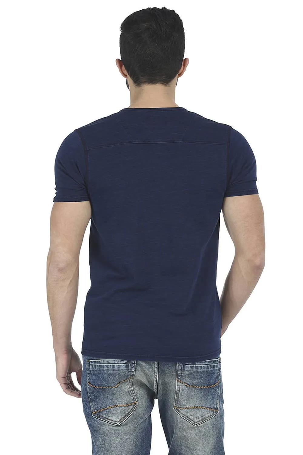 Muscle Fit Henley Neck T Shirt