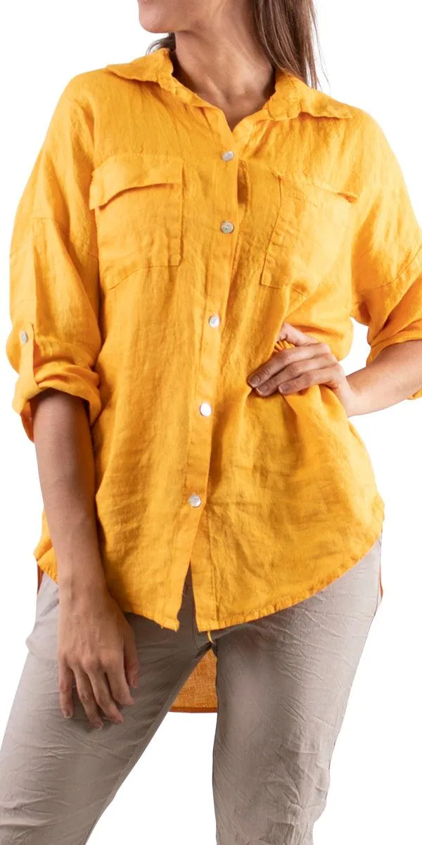 Navi Linen Button Down Top