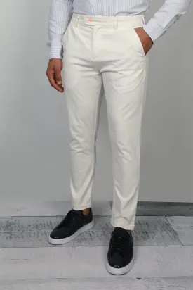 Off White Chino Jogger With Elastic Waist