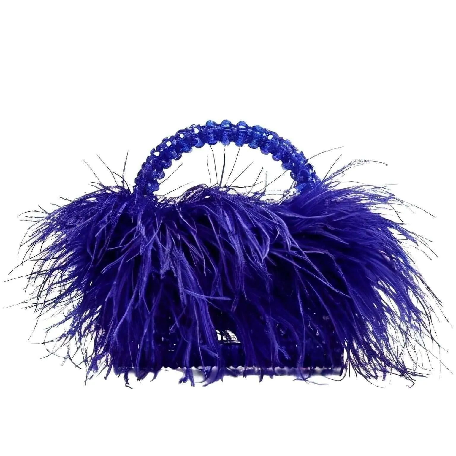 Pearl Beaded Handle Ostrich Feather Handbag