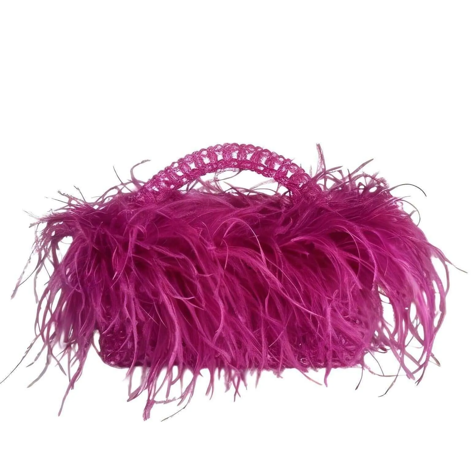 Pearl Beaded Handle Ostrich Feather Handbag