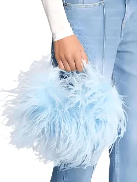 Pearl Beaded Handle Ostrich Feather Handbag