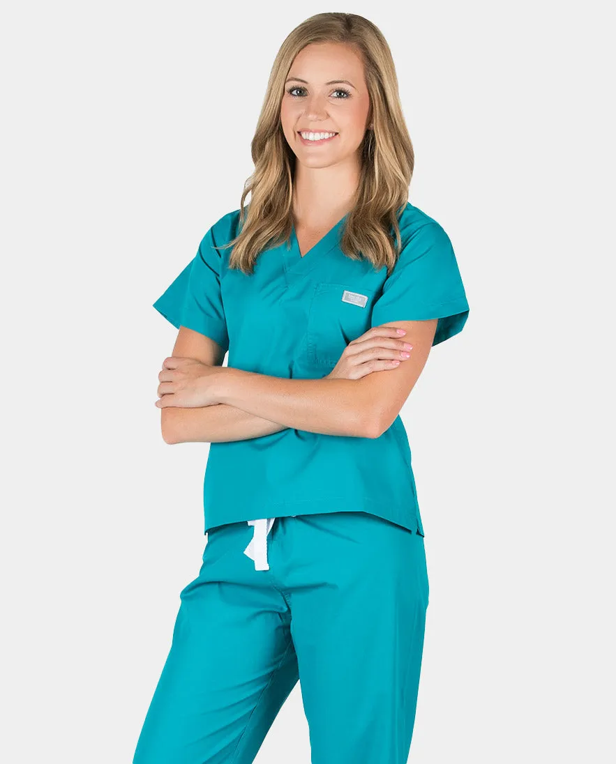 Petite Grey Label Simple Scrub Top