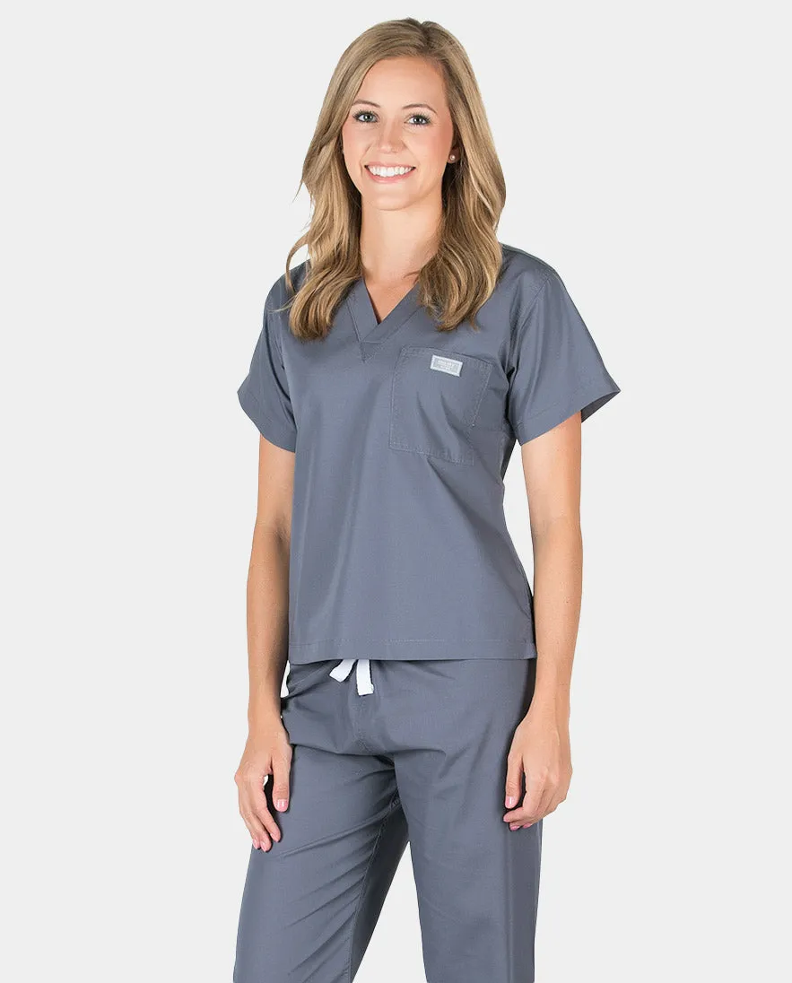 Petite Grey Label Simple Scrub Top