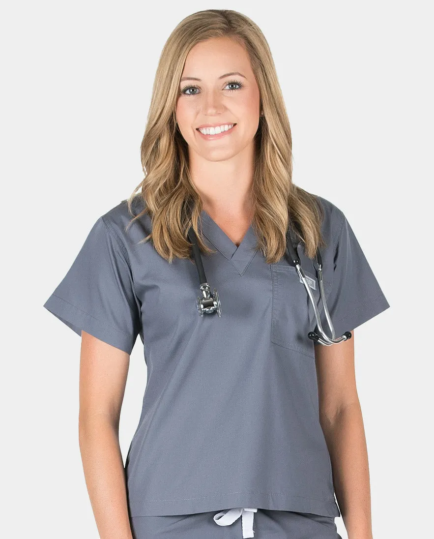 Petite Grey Label Simple Scrub Top