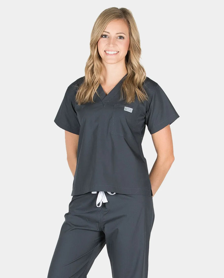 Petite Grey Label Simple Scrub Top