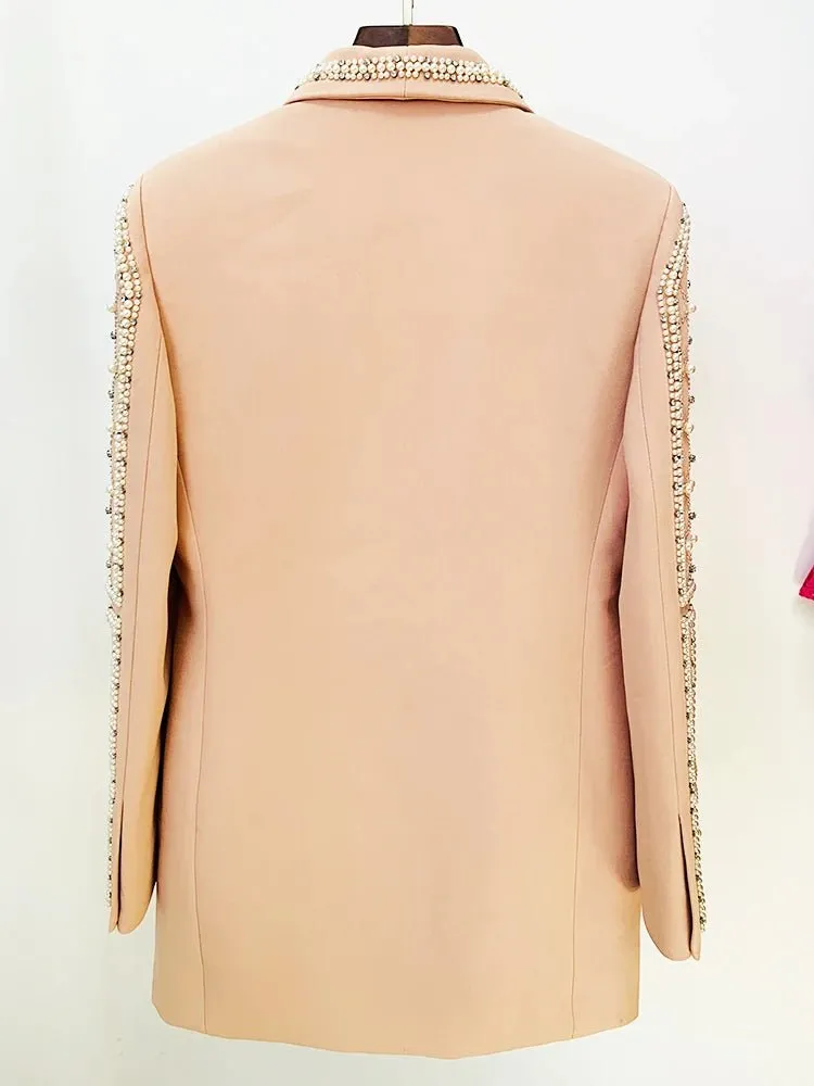 Pre Order:  Intricate Beads Pearls Blazer Dress