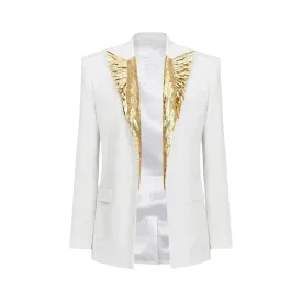 Pre Order:  Metallic Feather Beaded Lapel Blazer