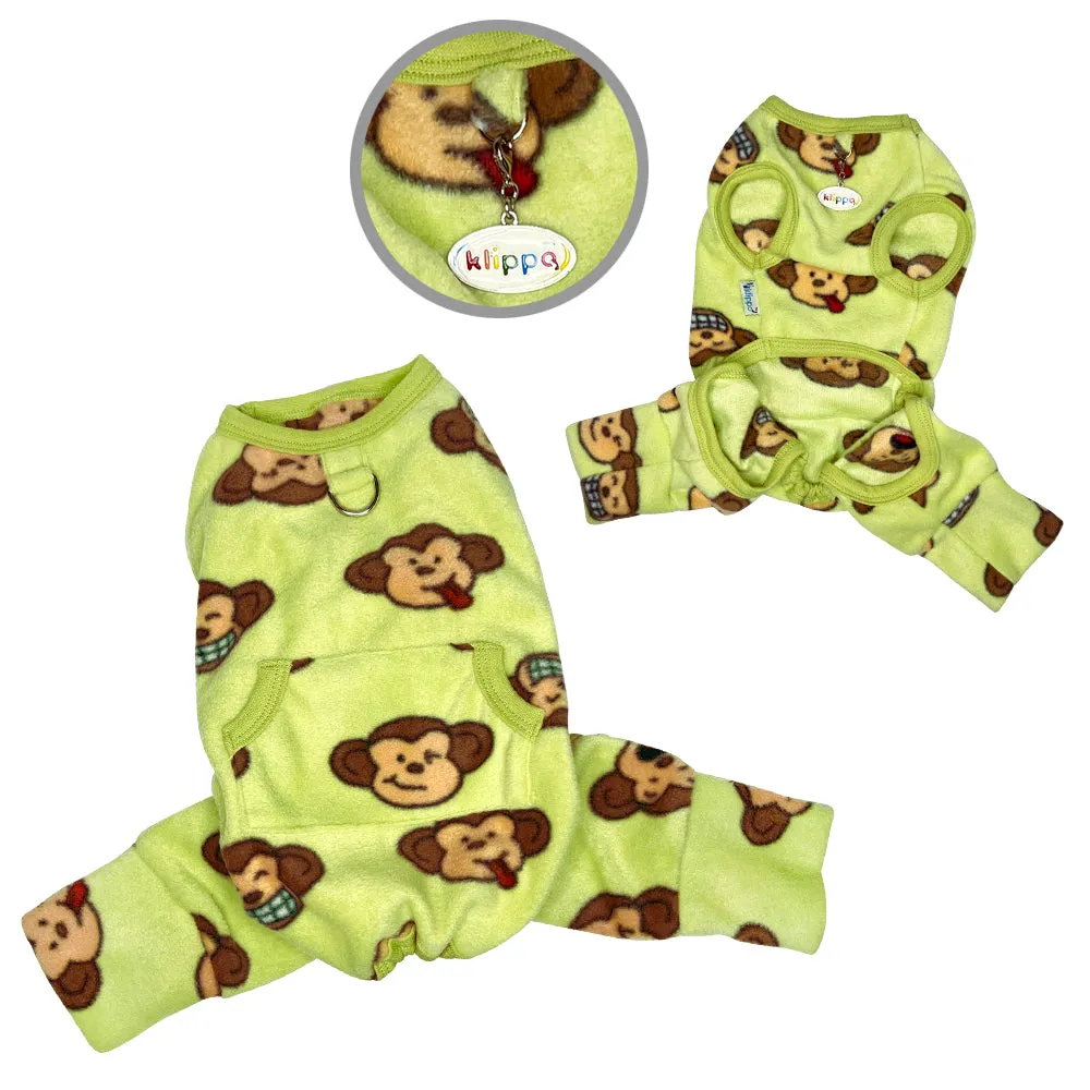 Silly Monkey Front Sleeveless Fleece Pajamas - Lime